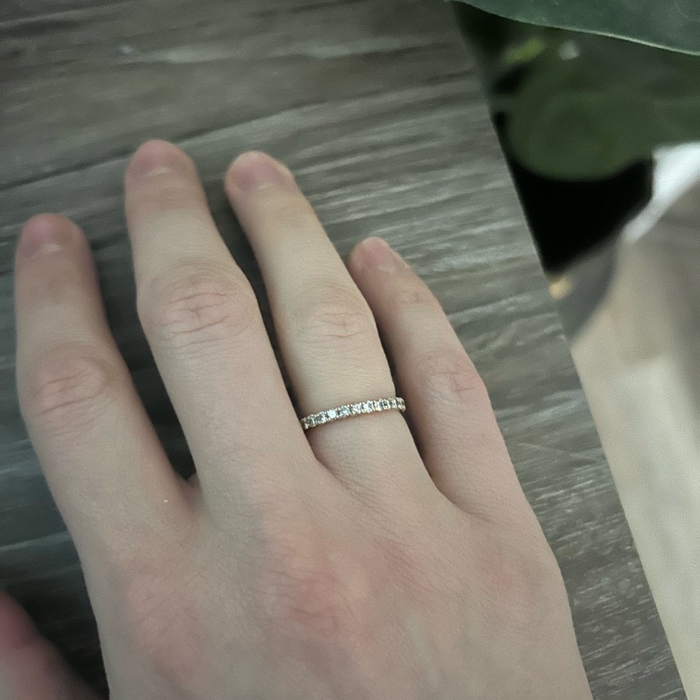 14k pave diamond rose gold band.